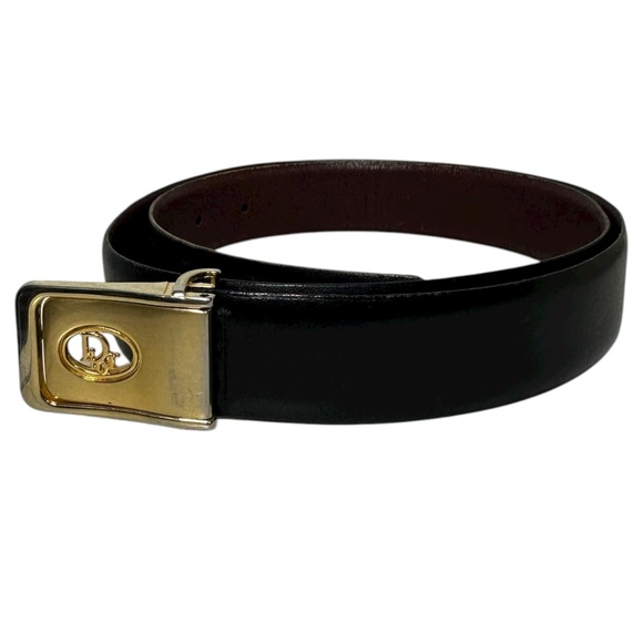 Vintage Christian Dior Leather Belt | Leather Reversible Black / Brown 100CM